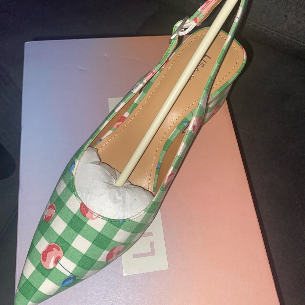 Lisa Vicky Zee-V Green Cherry Checkered Heels